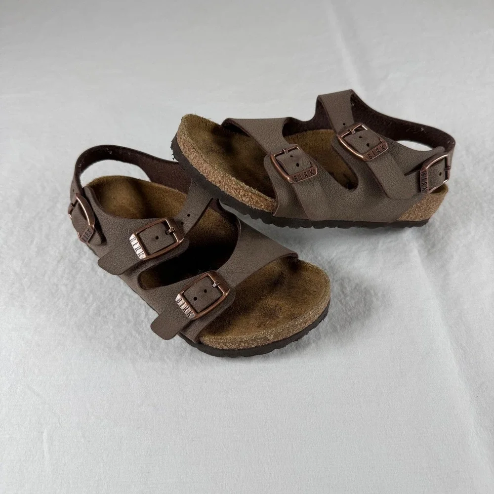 Birkenstock Kids's Size 25 US 7 Mocha Milano Birko-Flor Backstrap Sandals